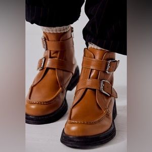 Free People Isla Moto Boots Size 7 Caramel Cafe NWT